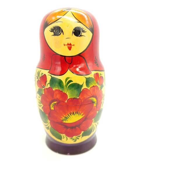 Vintage Russian Nesting Dolls Set of 7 Piece Wooden Babushka Matryoshka - Picture 2 of 16